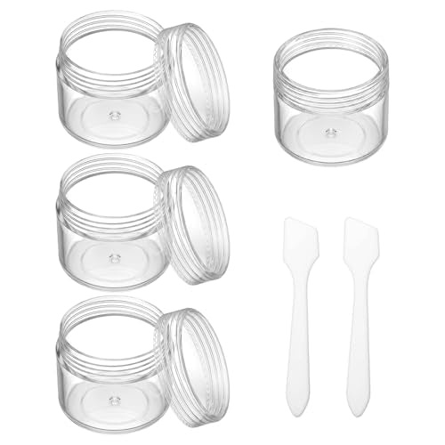 Exclaith 4PCS 20ml Clear Plastic Travel Jars with Spatulas - Leak-Proof Mini Cosmetic Containers