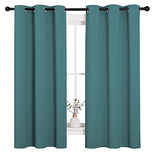 NICETOWN Blackout Curtains 2 Pack Sea Teal 42x63 Inches Room Darkening Drapes