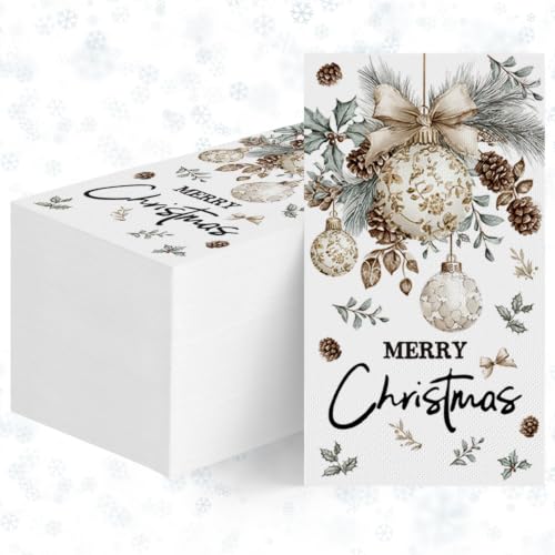 100 Pcs Christmas Paper Napkins - Elegant Holiday Ornament Design, 2-Ply