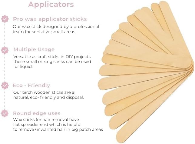 Mibly Jumbo Wooden Craft Sticks & Wax Spatulas – 80 Pack Smooth Wood Sticks