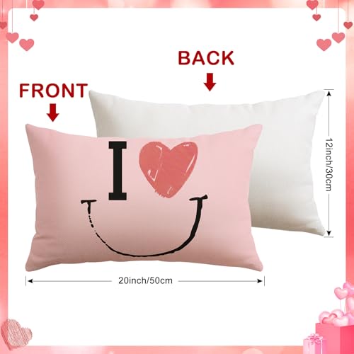Valentine's Day Throw Pillow Cover 12x20 Inch - Heart Design