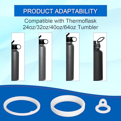 20pcs Water Bottle Lid Replacement for Thermoflask 24/32/40/64oz, Water Bottle Gasket Replacement Silicone Sealing Ring Water Cup Seal Ring for Water Bottle Straw Lid& Spout