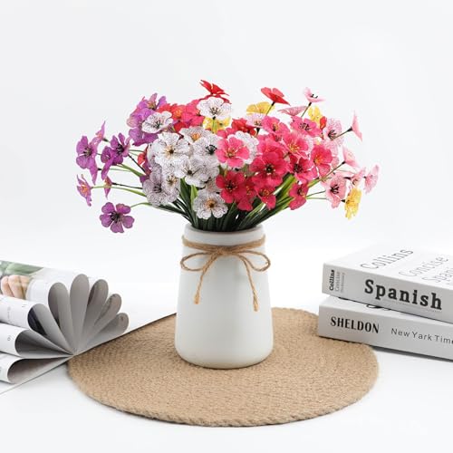 7Queen 6-Bundle Artificial Flowers, Realistic Plastic Faux Floral Arrangements