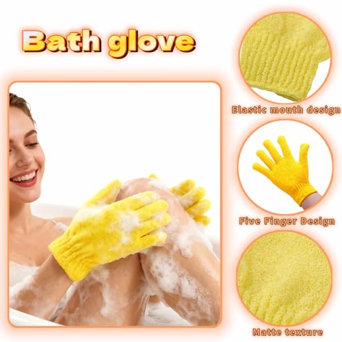 RyanDesign Exfoliating Shower Gloves 2 Pairs, Nylon Bath Scrubbing Mitts