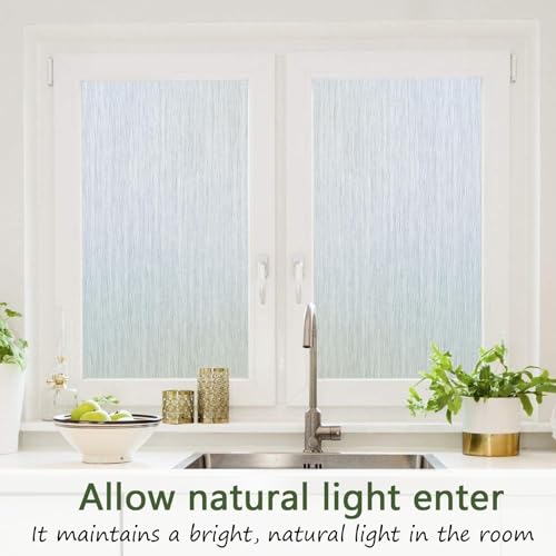 Deabevn Frosted Glass Window Privacy Film, Static Cling 17.5" x 78.7"