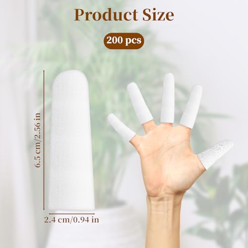 200 pcs Cotton Finger Cots - Cloth Finger Cots Finger Toe Sleeves Fingertips Protective Cover, White Finger Cots Finger Protectors, Thumb Protector for Finger Tips Comfortable and Breathable(White)