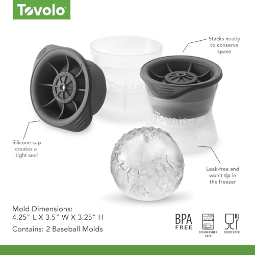 Tovolo Baseball Ice Molds - 2-Pack Large Silicone Sphere Ice Makers