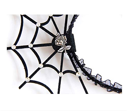 Cathercing Halloween Spider Web Rose Lace Headband Costume Hair Hoop