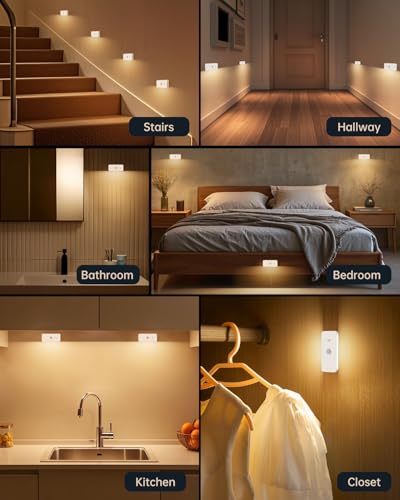 Yiliaw Rechargeable Motion Sensor Stair Lights - 2 Pack with Adjustable Brightness & 3 Color Temps