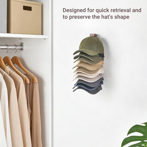 Mkono Small Wall-Mounted Hat Organizer for 10 Baseball Caps