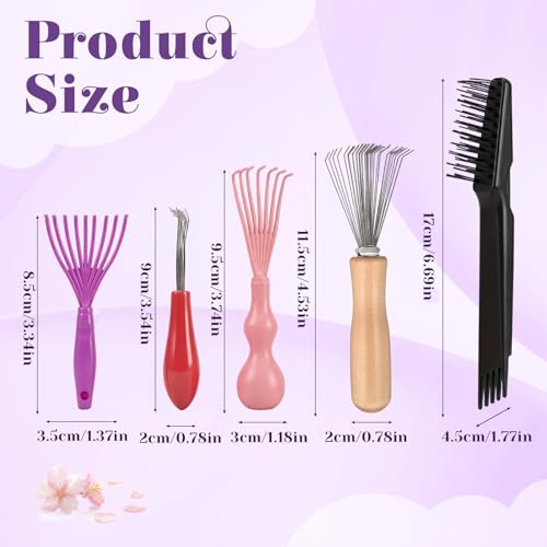 HJZHII 5-Piece Hairbrush Cleaner Tool Set - Hair Comb Maintenance and Dust Removal