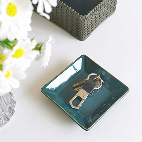 HANKOR Ceramic Jewelry Dish Tray - Decorative Trinket Holder, 4.7" Green