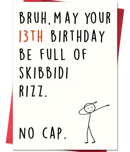 Funny 13th Birthday Card for Boys & Girls - Gen Z Meme Design