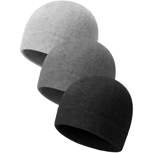 3 Pieces Winter Warm Skull Cap Soft Fleece Beanie Hat Thick Windproof Watch Cap Skiing Outdoor Warm Colored for Men Women