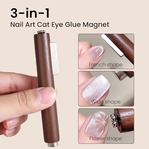 ESUOHYM 3-in-1 Cat Eye Nail Magnet Set with Square Magnet and Paper Clips for DIY Nail Art
