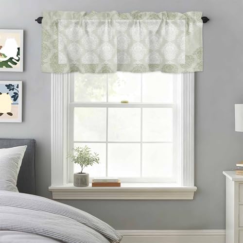 Sage Green Gradient Window Valance for Kitchen & Cafe - 54x18in