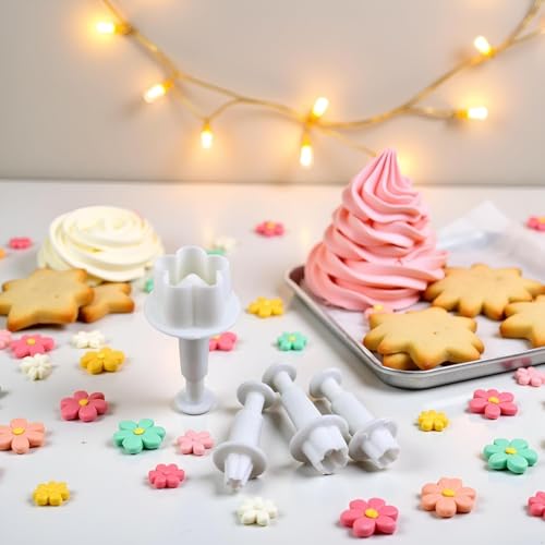 8-Piece Flower Plunger Cookie Cutter Set for Baking & Cake Decorating