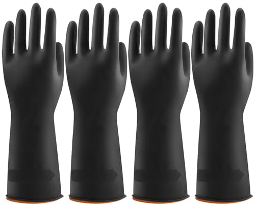 Bamllum Reusable Black Dishwashing Gloves - Large (4 Pairs)