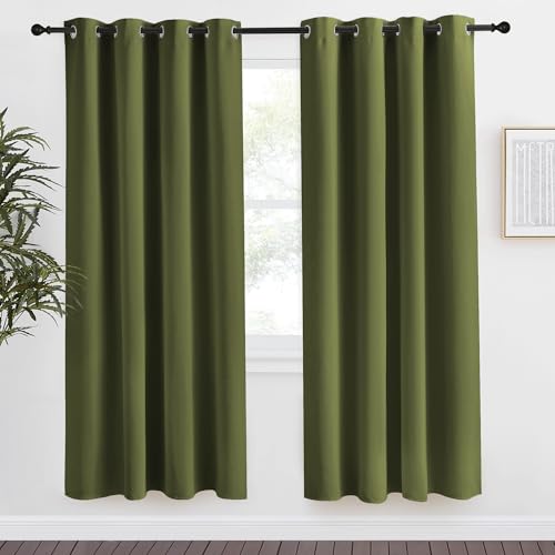 NICETOWN Olive Green Blackout Curtain Panel - 55x78 inches