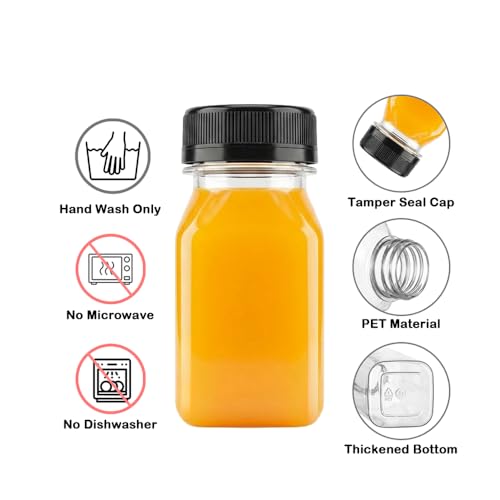 10 Pack 4oz Plastic Juice Bottles with Black Caps - YUYUDEHM