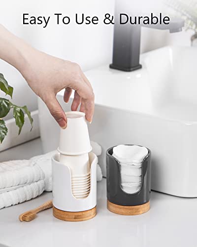 Viosuniu Ceramic Bathroom Mouthwash Cup Holder - White, 3 oz Dispenser