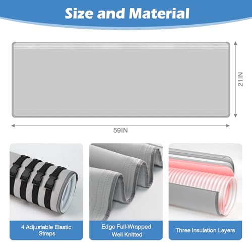 Styleeasy Portable AC Hose Insulation Sleeve - Light Gray, Fits 5" to 5.9"