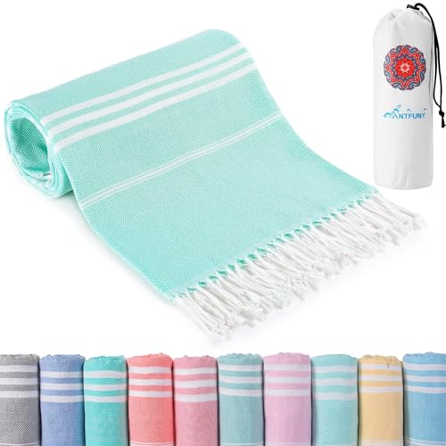 Antfuny Quick-Dry Turkish Beach Towel, Aqua, 72x36 inch - Sand Free XL Blanket