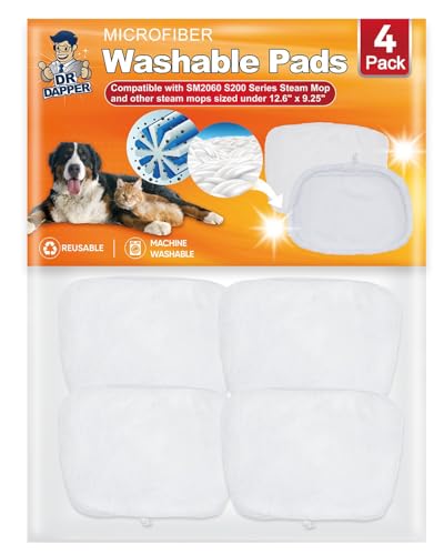 DR DAPPER 4-Pack Reusable Microfiber Mop Pads for Steam Mops