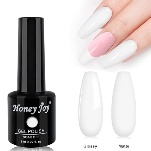 Honey Joy French Manicure Gel Nail Polish Set with 30 Sponges