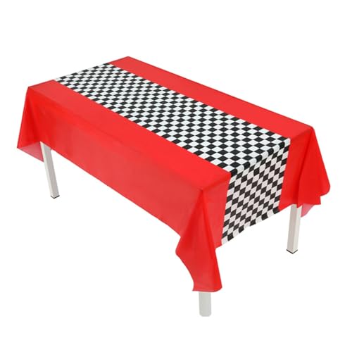 Racing Car Racetrack Party Tablecloth, 108x54 Inch Disposable Plastic Table Cover for Kids Birthday