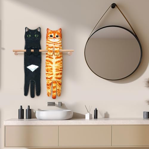 Orange Cat Hand Towel - Absorbent Kitchen & Bathroom Decor Gift