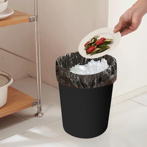 TEIUKAX 1.8 Gallon Small Black Trash Can for Bathroom Kitchen Office