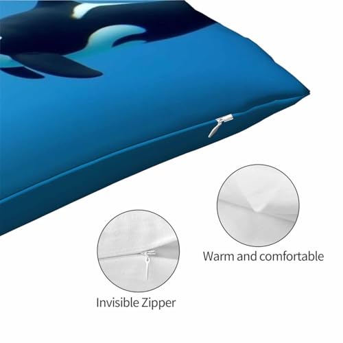 Mugod Blue Ocean Whale Throw Pillow Cover 20x30 Inches