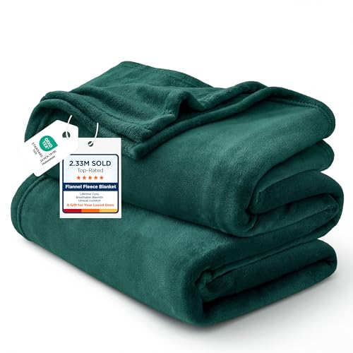 Bedsure King Size Fleece Blanket - Soft Plush Emerald Green