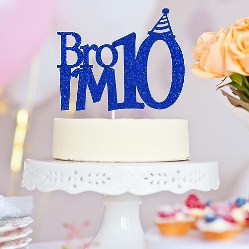 Happy 10th Birthday Cake Topper - Bro I'm 10 Decoration for Boys