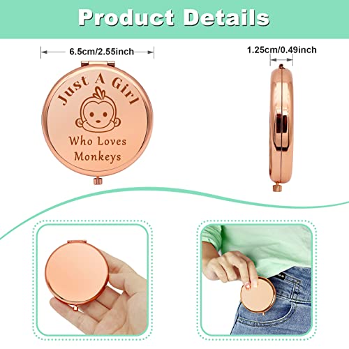 Mwphuy Monkey Lover Gifts Compact Makeup Mirror for Women and Girls - Folding Travel Mirror with Magnification - Perfect for Friend Sister Bestie