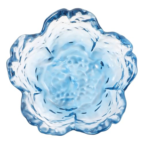 Qianyu Blue Flower Glass Ring Dish – Aesthetic Trinket Tray & Key Bowl