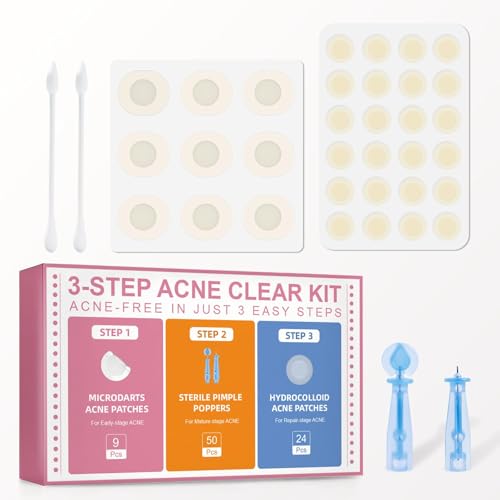 Vathery 3-Step Pimple Patch Kit with Microdart & Hydrocolloid Zit Covers