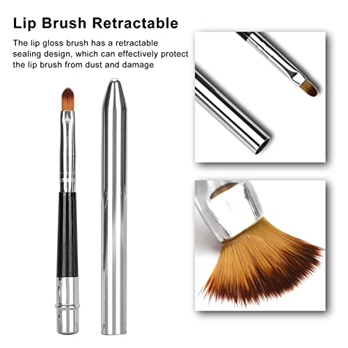 Retractable Lip Brush 2 Pcs Aluminum Makeup Brush for Lipstick & Concealer