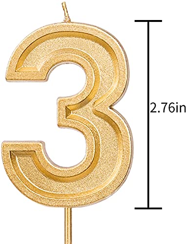 Luter Gold Glitter Number Birthday Candle 2.76 Inch Cake Topper Decoration