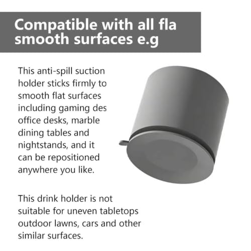 NovoLido Anti-Spill Suction Cup Holder for Desks and Gaming Tables - Gray