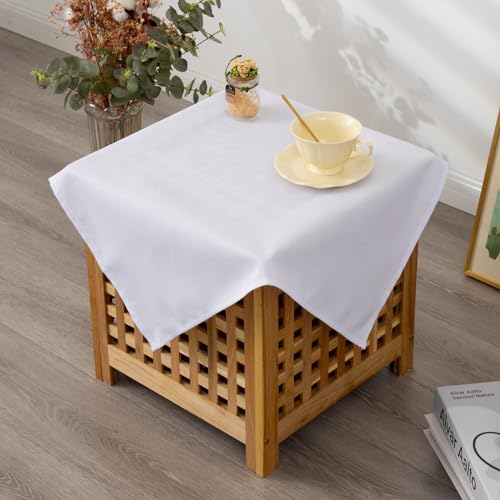 YZKITM Small Square Polyester Tablecloth - 24 x 24 Inch, Solid White