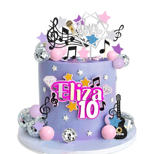 Pink and Purple Music Cake Topper for Girls Birthday Party