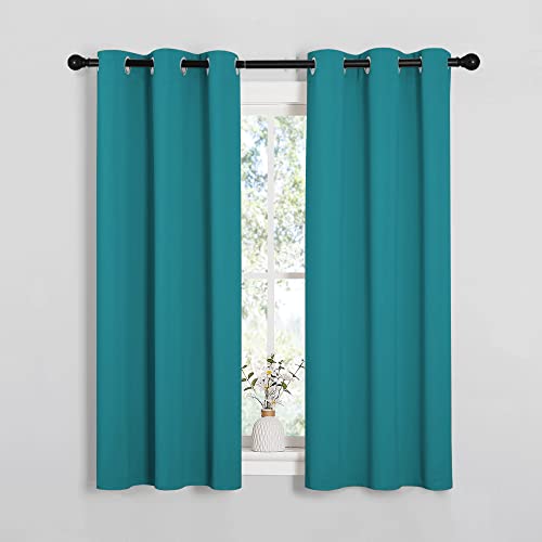 NICETOWN Blackout Curtains - 34"W x 54"L Grommet Drapes, Peacock Teal (2-Pack)
