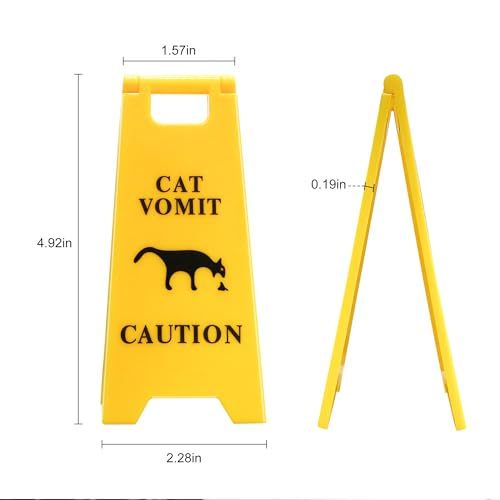 Cat Vomit Caution Sign 2-Pack - Funny 3D-Printed Desk Decor