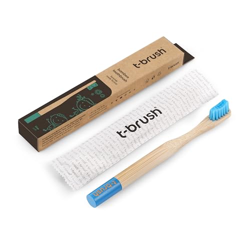 t-brush Kids Bamboo Toothbrush - Blue Ultra-Soft Eco-Friendly