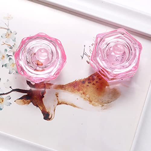 Glass Nail Dappen Dishes with Lids 2 Pcs Powder Liquid Holders