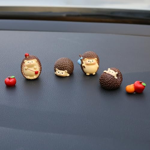 Kiofs 6-Piece Cute Hedgehog Figurines for Car Dashboard Decor