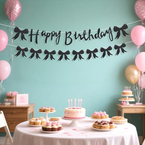 Coquette Bow Happy Birthday Banner | Elegant Party Decoration
