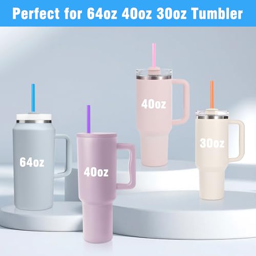 100 Pcs Colorful Disposable Straws for 40 OZ Tumblers - 12" Long